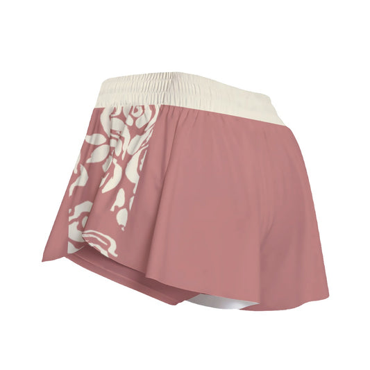 Vickie - Salmon - Bloom/Cream - Pickleball Women's Sport Culottes with Pockets by Dizzy Pickle