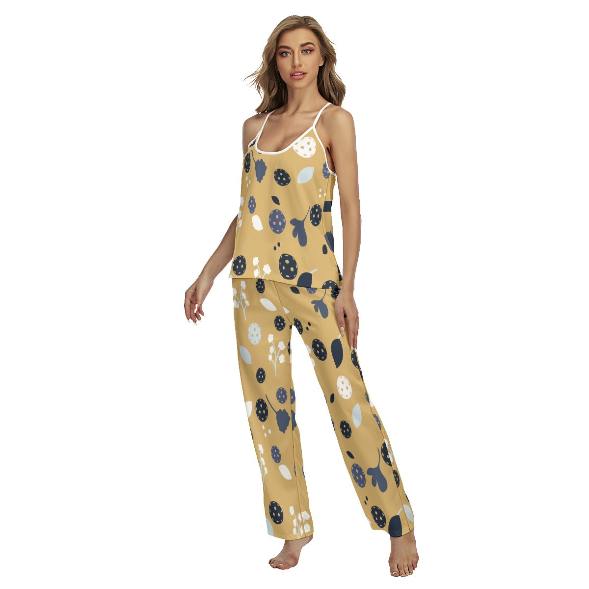 Lesley - Gold - Pickleball Cami Pajamas Set by Dizzy Pickle