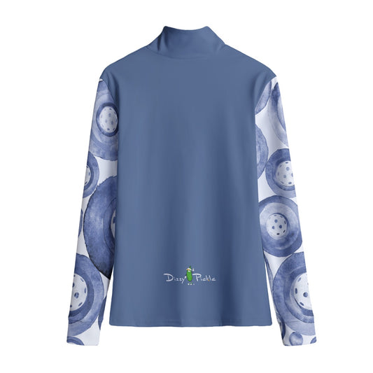 Dizzy Pickle Heidi BW Main Women's Pickleball Stand Up Quarter Zip Collar