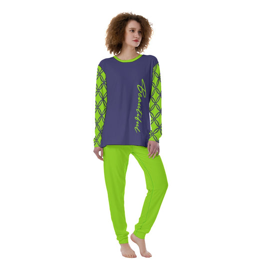 Dizzy Pickle Beautiful Women's Pickleball Long Sleeves and Long Pants Pajamas Set Eggplant Green