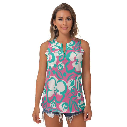 Dizzy Pickle Lesia PSC Blooms Women's Pickleball Sleeveless V-Neck Shirt