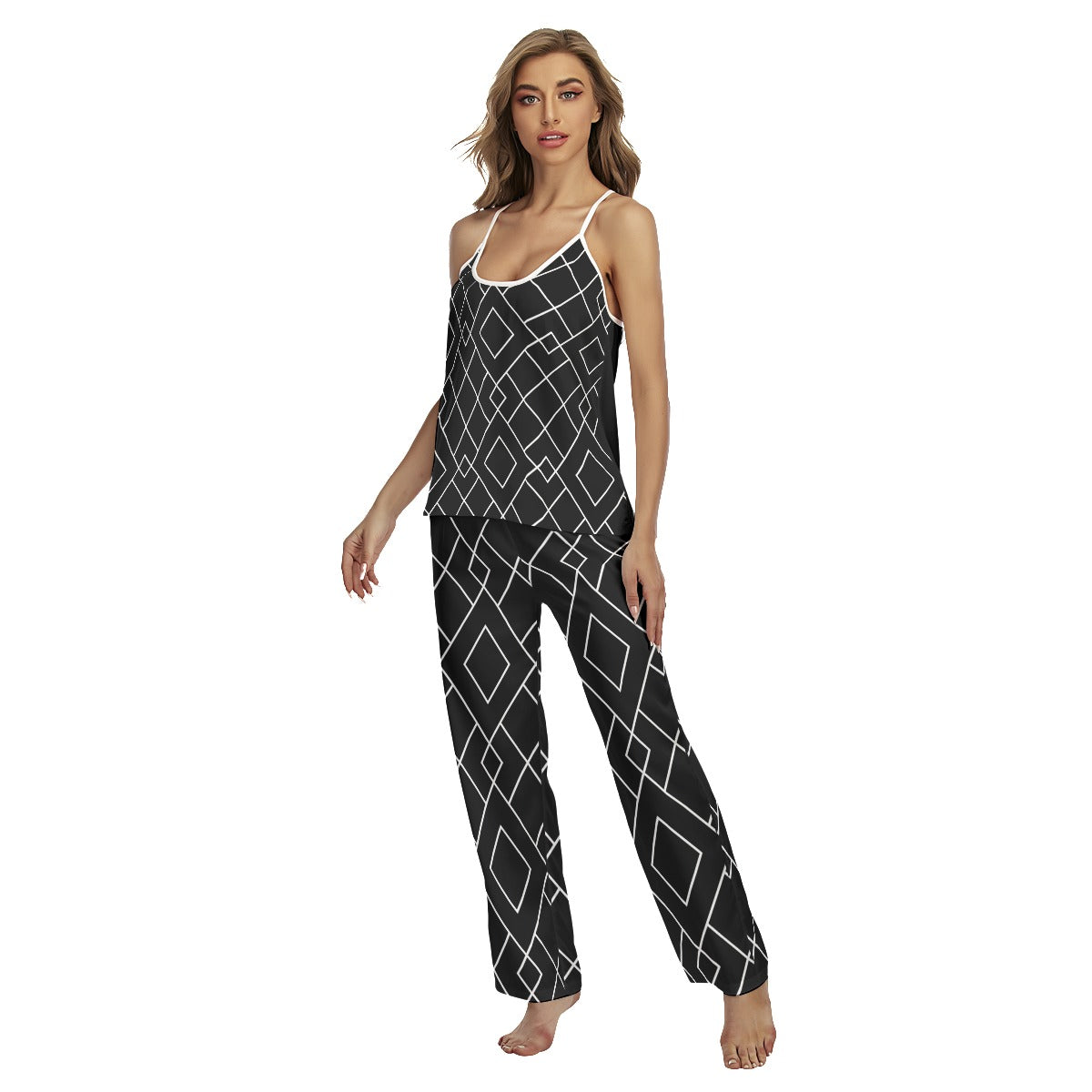 Lisa -Black - Matrix - Pickleball Cami Pajamas Set by Dizzy Pickle