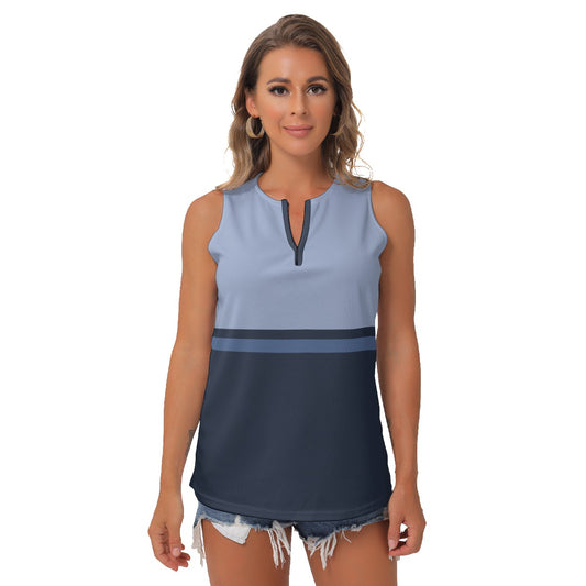 Heidi - BW - Trio - Women's Pickleball Sleeveless V-Neck Top by Dizzy Pickle