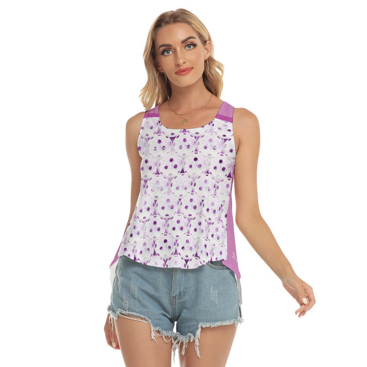 Dizzy Pickle Heidi MW Balls/Lavender Women's Pickleball Open-Backed Tank Top