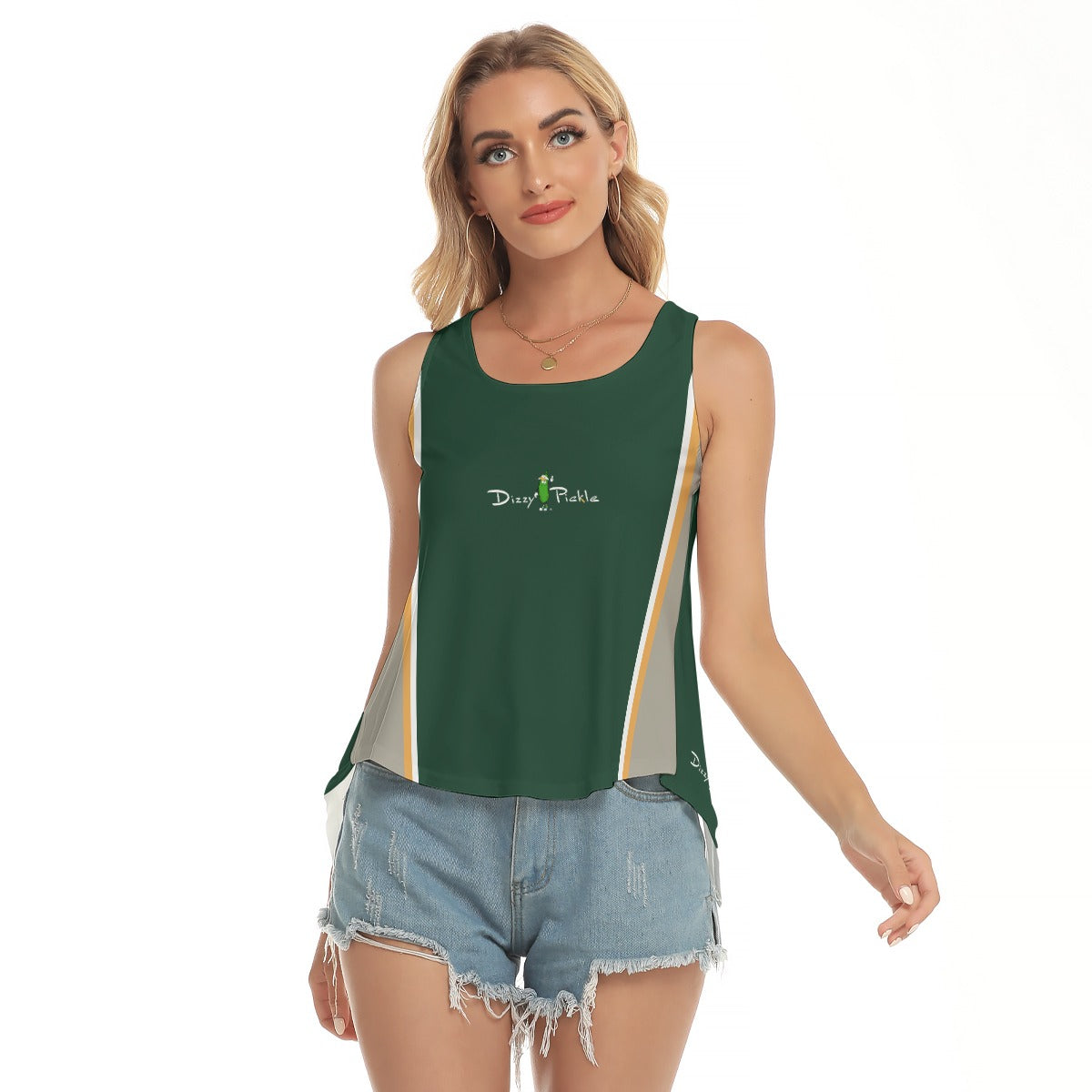 Dizzy Pickle April Emerald Green Women's Pickleball Open-Backed Sleeveless Tank Top