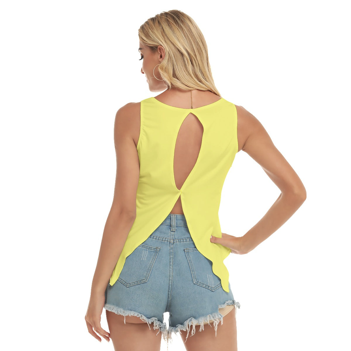 Dizzy Pickle Charlotte Solid Women's Pickleball Open-Backed Sleeveless Tank Top Yellow