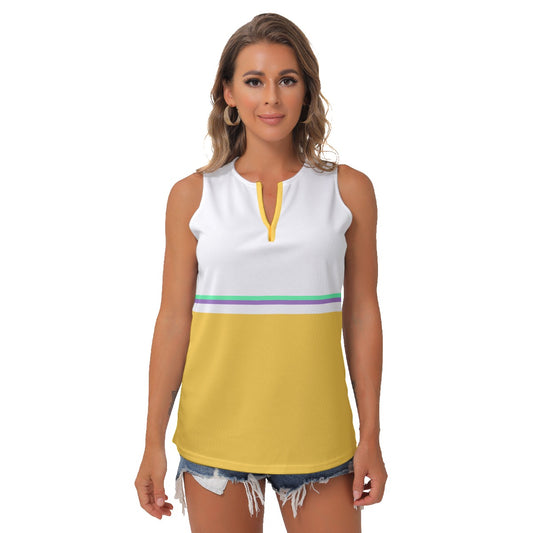 Dizzy Pickle Emily Yellow/White Women's Pickleball Sleeveless V-Neck Top