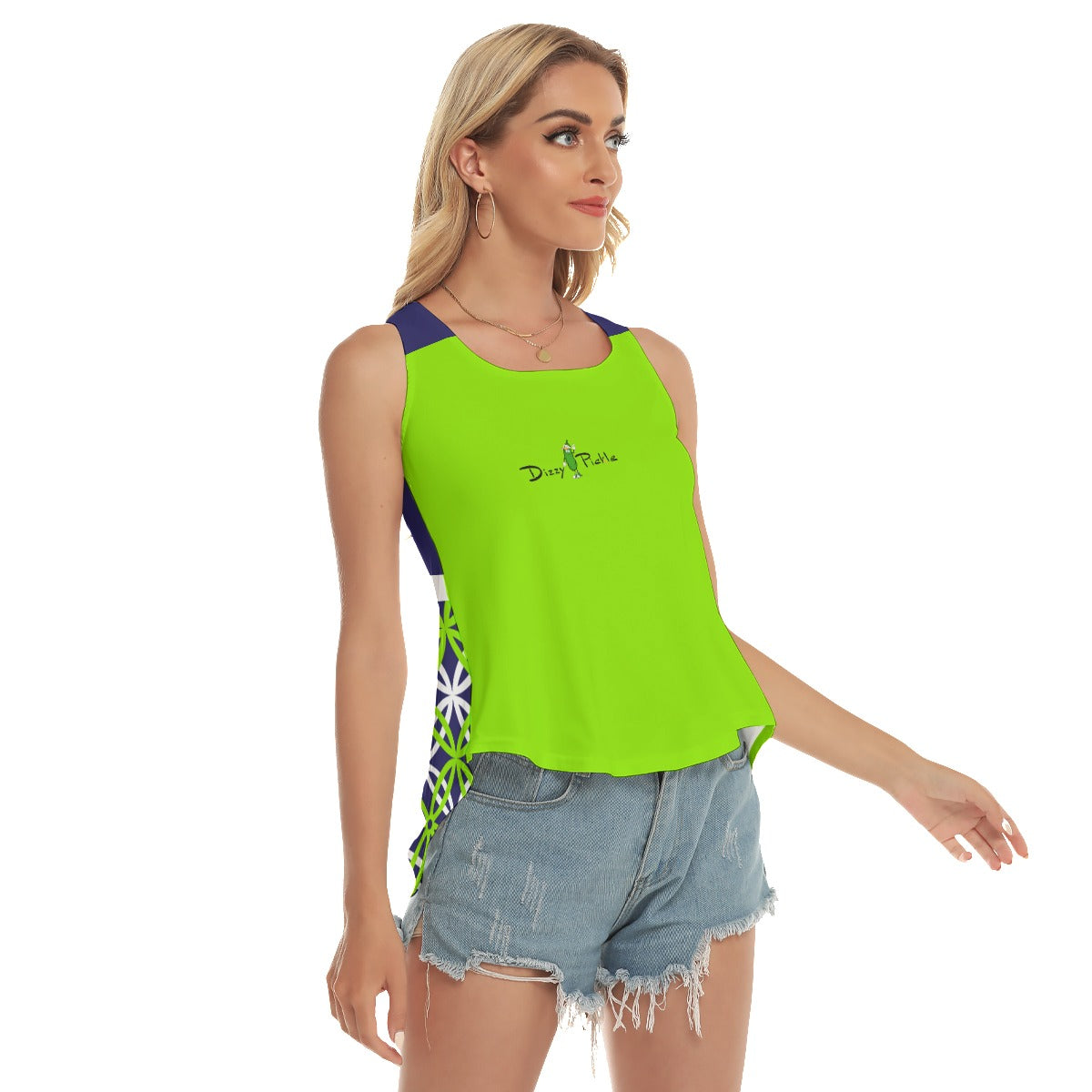 Dizzy Pickle Beautiful Women's Pickleball Open-Backed Sleeveless Tank Top Green