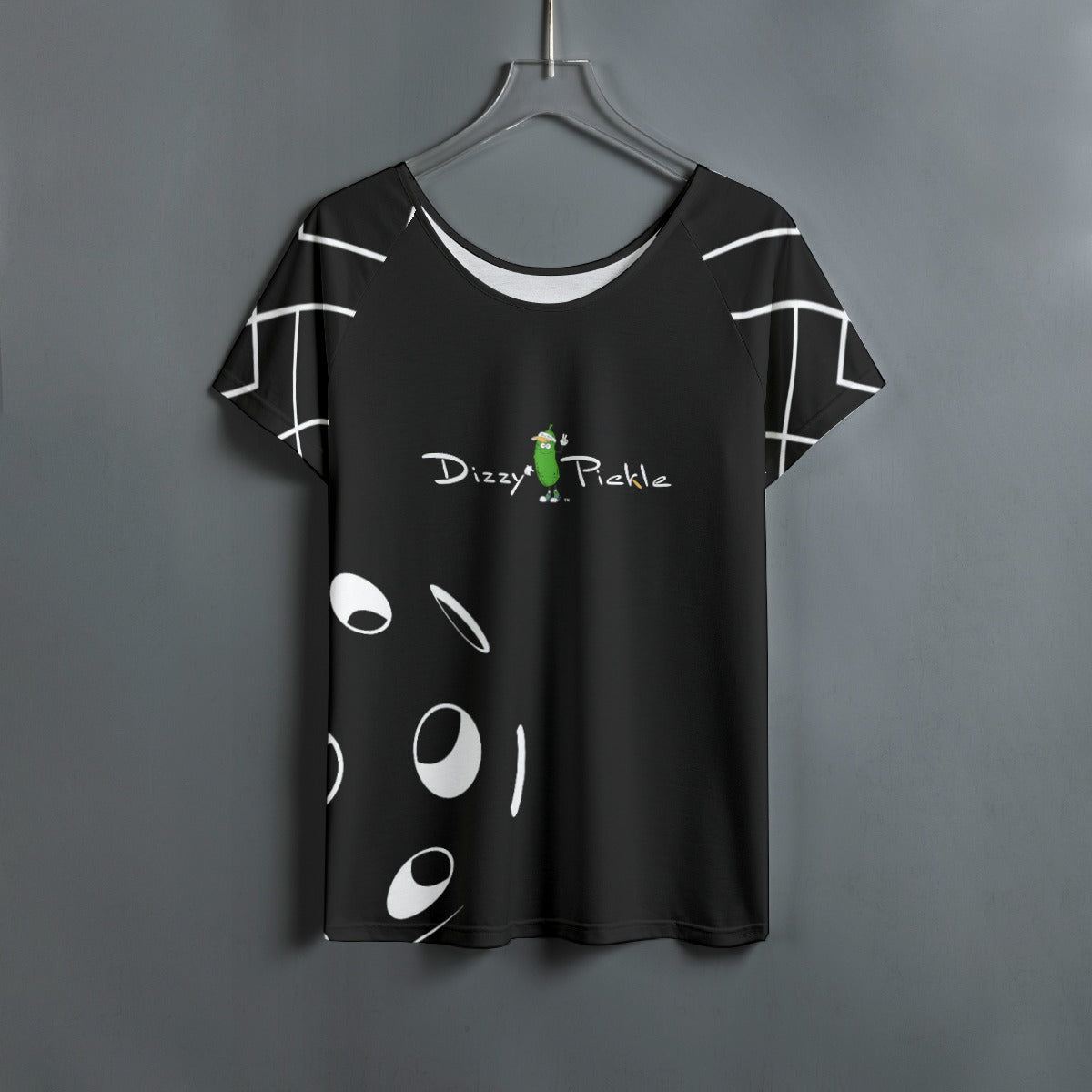 Dizzy Pickle Lisa BW Women's Pickleball Round Neck T-Shirt Raglan Sleeves