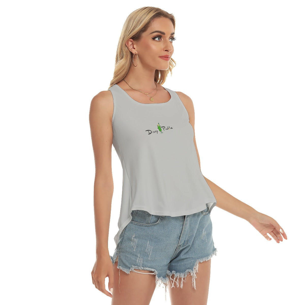 DZY P Classic - Silver - Pickleball Open-Backed Tank Top by Dizzy Pickle