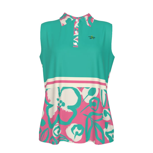 Dizzy Pickle Lesia PSC Blooms Women's Pickleball Sleeveless Polo Shirt