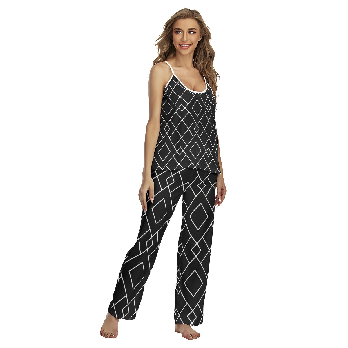 Lisa -Black - Matrix - Pickleball Cami Pajamas Set by Dizzy Pickle