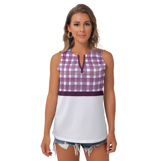 Dizzy Pickle Heidi MW Gingham/White Women's Pickleball Sleeveless V-Neck Top