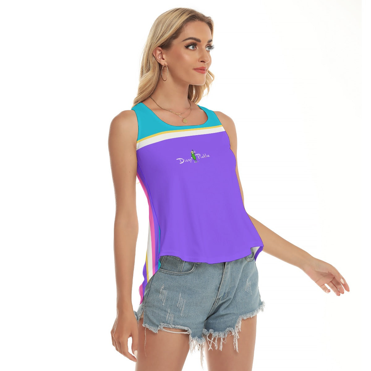 Dizzy Pickle Theresa Purple Women's Pickleball Open-Backed Sleeveless Tank Top