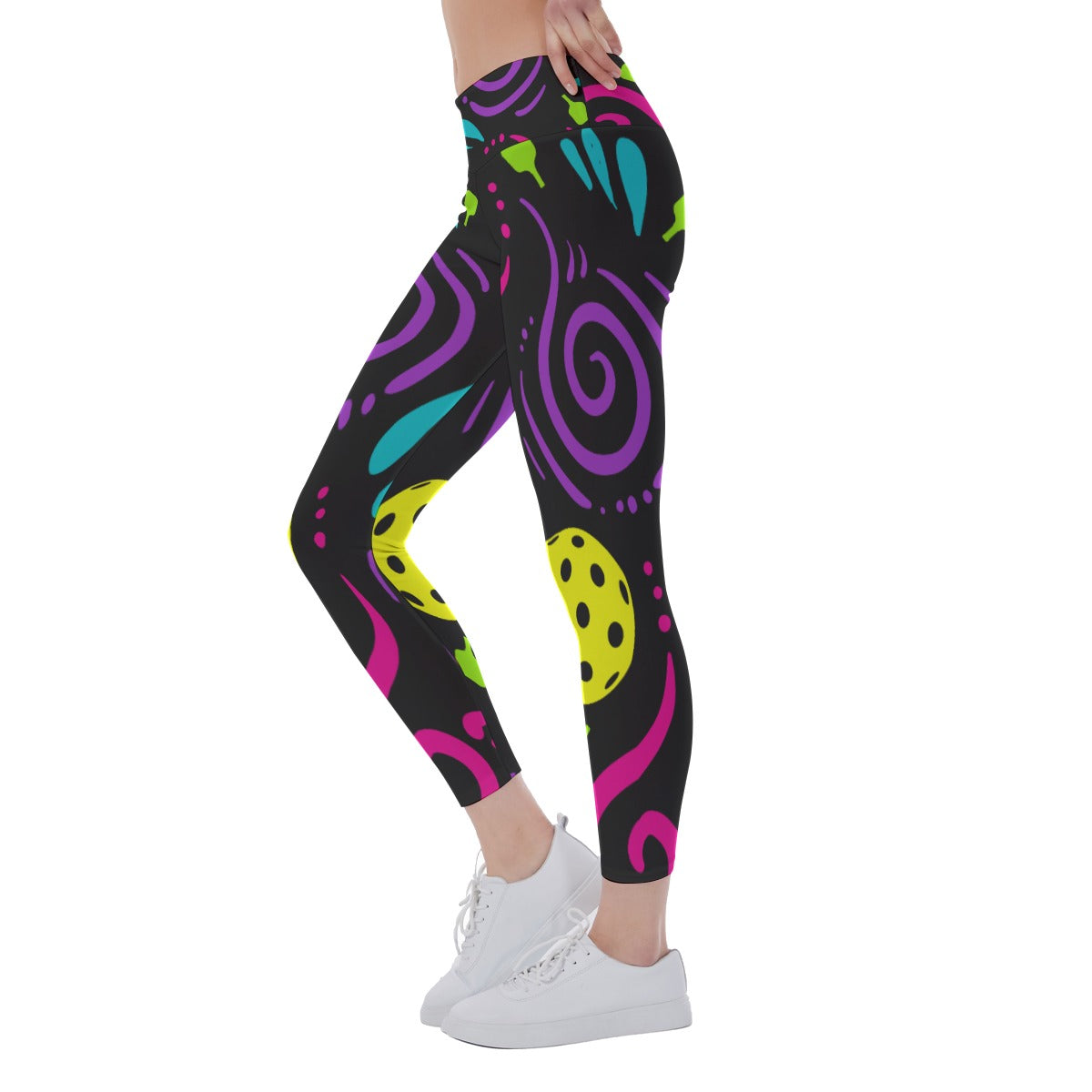 It's Swell - Black - Women's Pickleball Leggings - Mid-Fit - by Dizzy Pickle