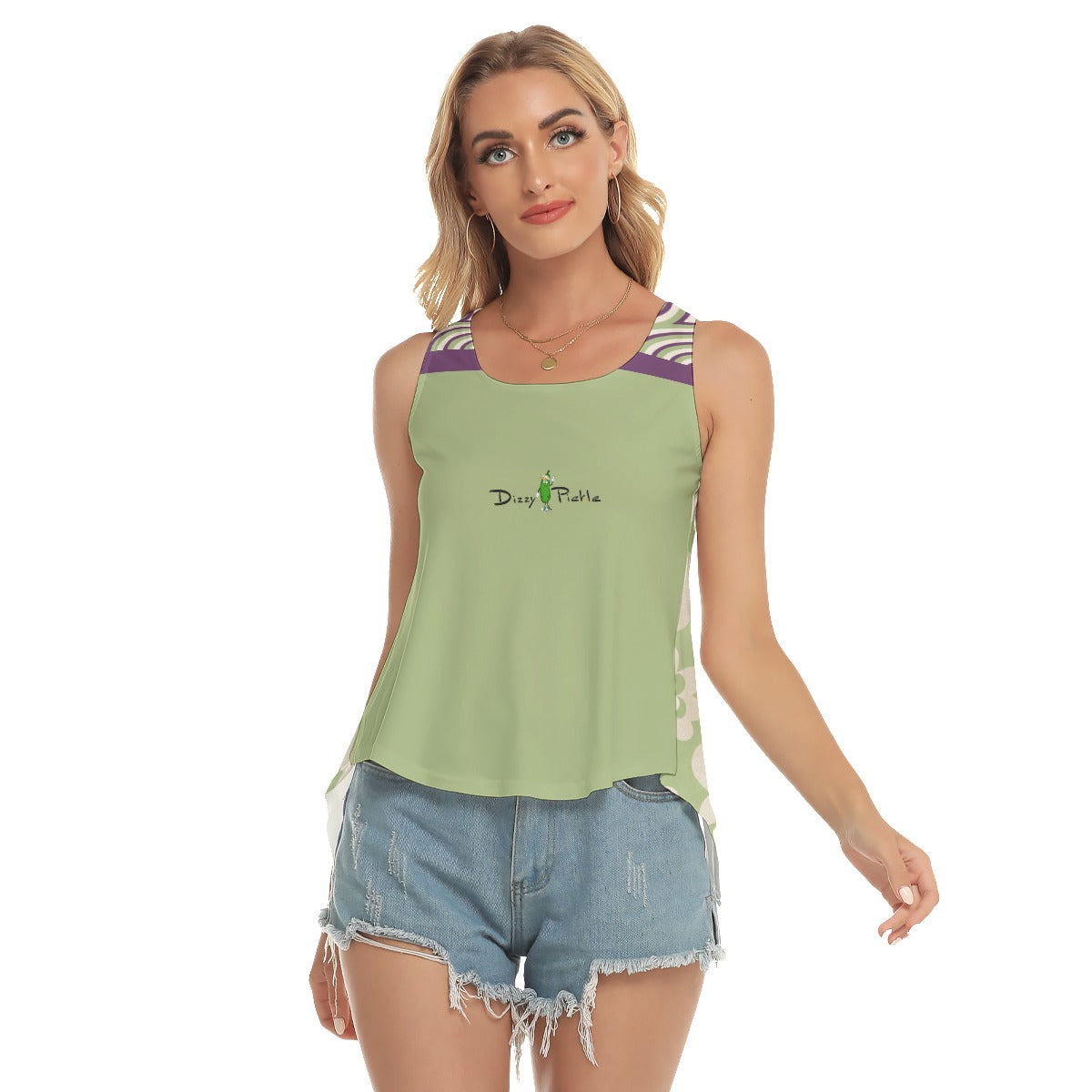 Dizzy Pickle Heather Green Women's Pickleball Open-Backed Tank Top