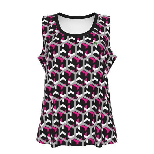 Dizzy Pickle Fearless Women's Pickleball Sleeveless Tank Top Black Hot Pink