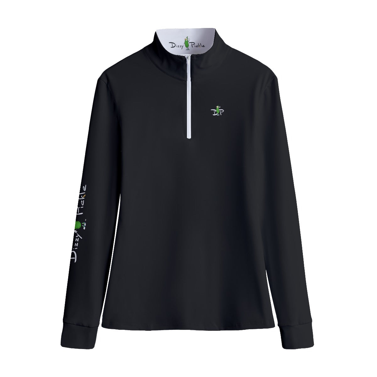 DZY P Classic - Black - Women's Quarter Zip Long Sleeve Casual Pullover by Dizzy Pickle