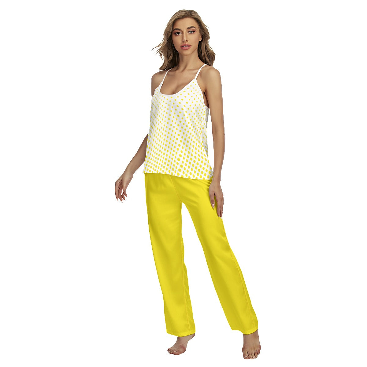 Kim - Yellow - Polka Dots - Pickleball Cami Pajamas Set by Dizzy Pickle