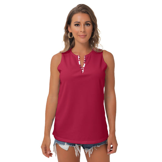 Heidi - RW - Red - Women's Pickleball Sleeveless V-Neck Top by Dizzy Pickle