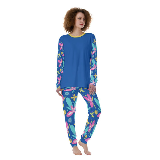 Dizzy Pickle Donna Blue Women's Pickleball Long Sleeves and Long Pants Pajamas Set