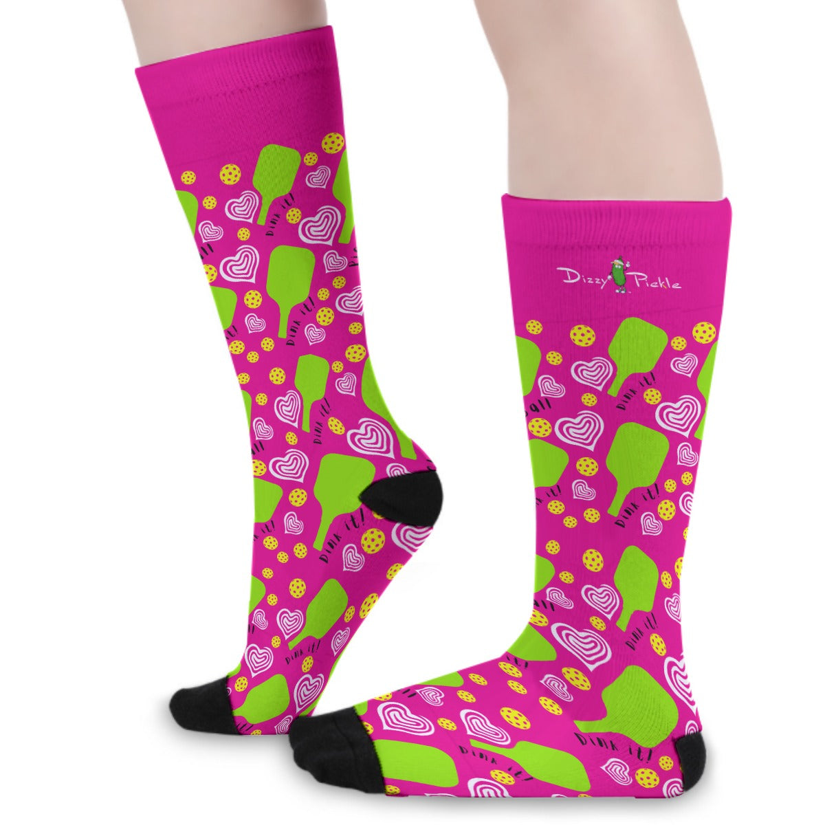 Dinking Diva Pink Pickleball Long Socks by Dizzy Pickle