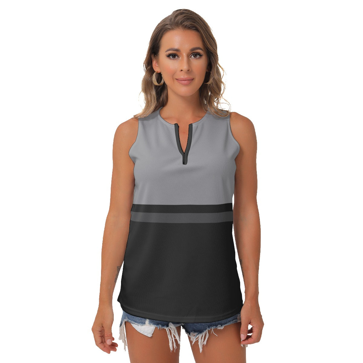 Heidi - BKW - Trio - Women's Pickleball Sleeveless V-Neck Top by Dizzy Pickle