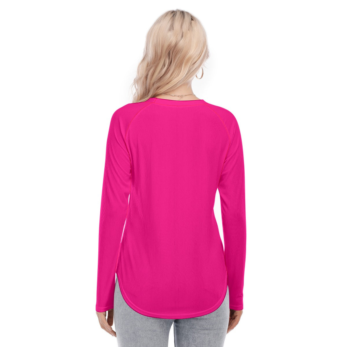 Dizzy Pickle DZY P Classic Hot Pink Women's Long Sleeve U-Shape Hem T-Shirt