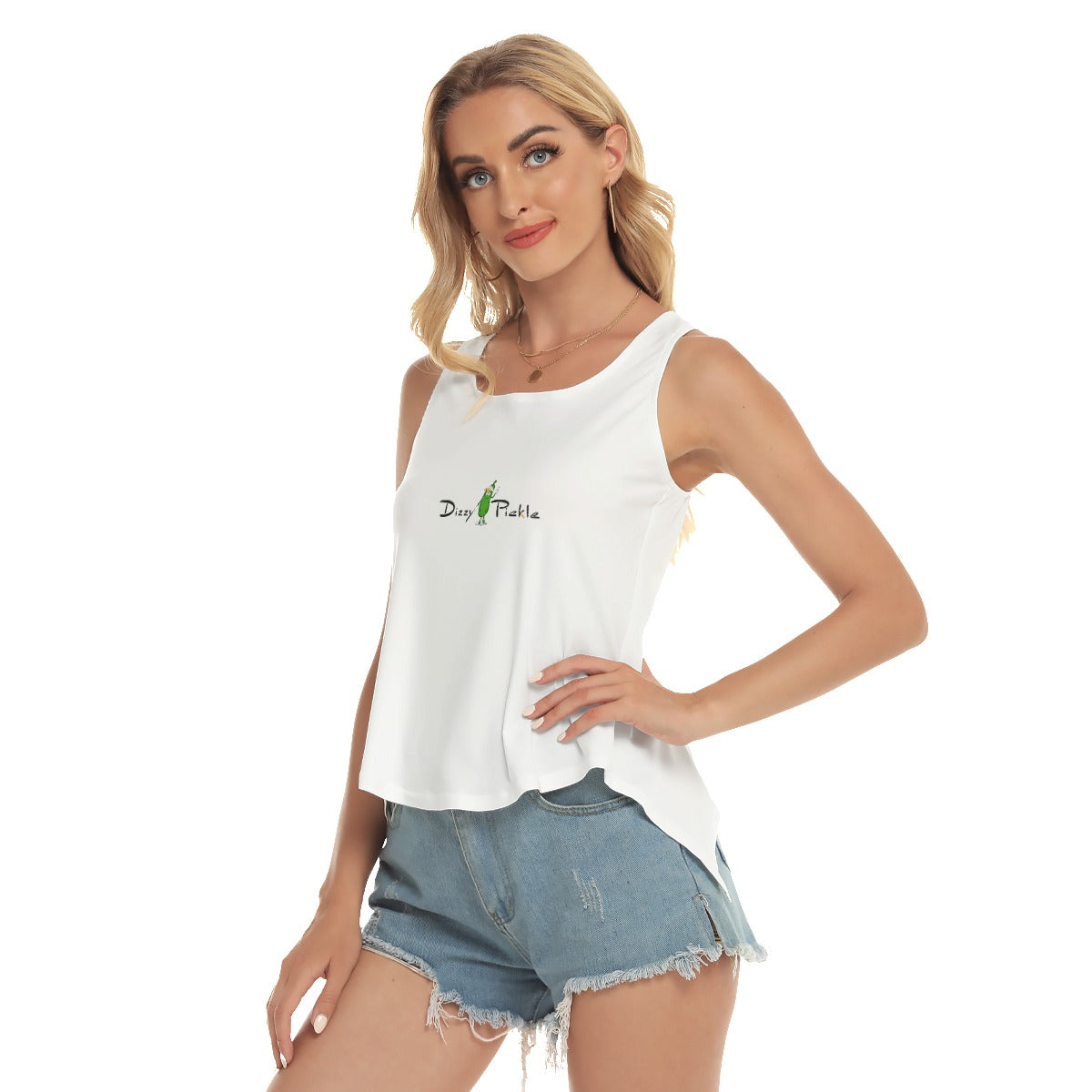 DZY P Classic - White - Pickleball Open-Backed Tank Top by Dizzy Pickle