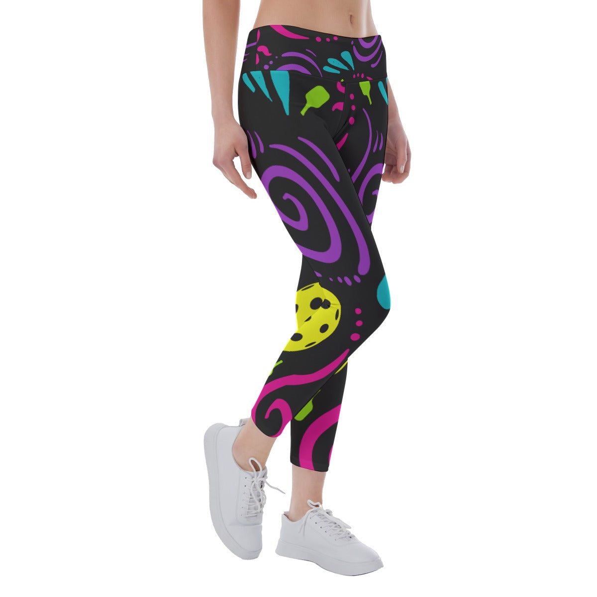 It's Swell - Black - Women's Pickleball Leggings - Mid-Fit - by Dizzy Pickle