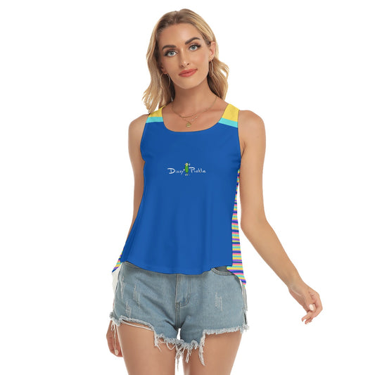 Dizzy Pickle Donna Blue Stripes Women's Pickleball Open-Backed Sleeveless Tank Top