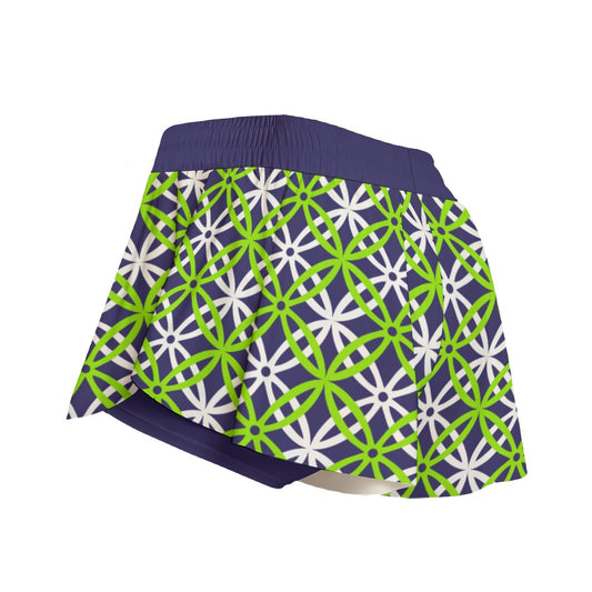 Dizzy Pickle Beautiful Pickleball Women's Sport Culottes Skorts with Inner Shorts and Pockets Green Eggplant