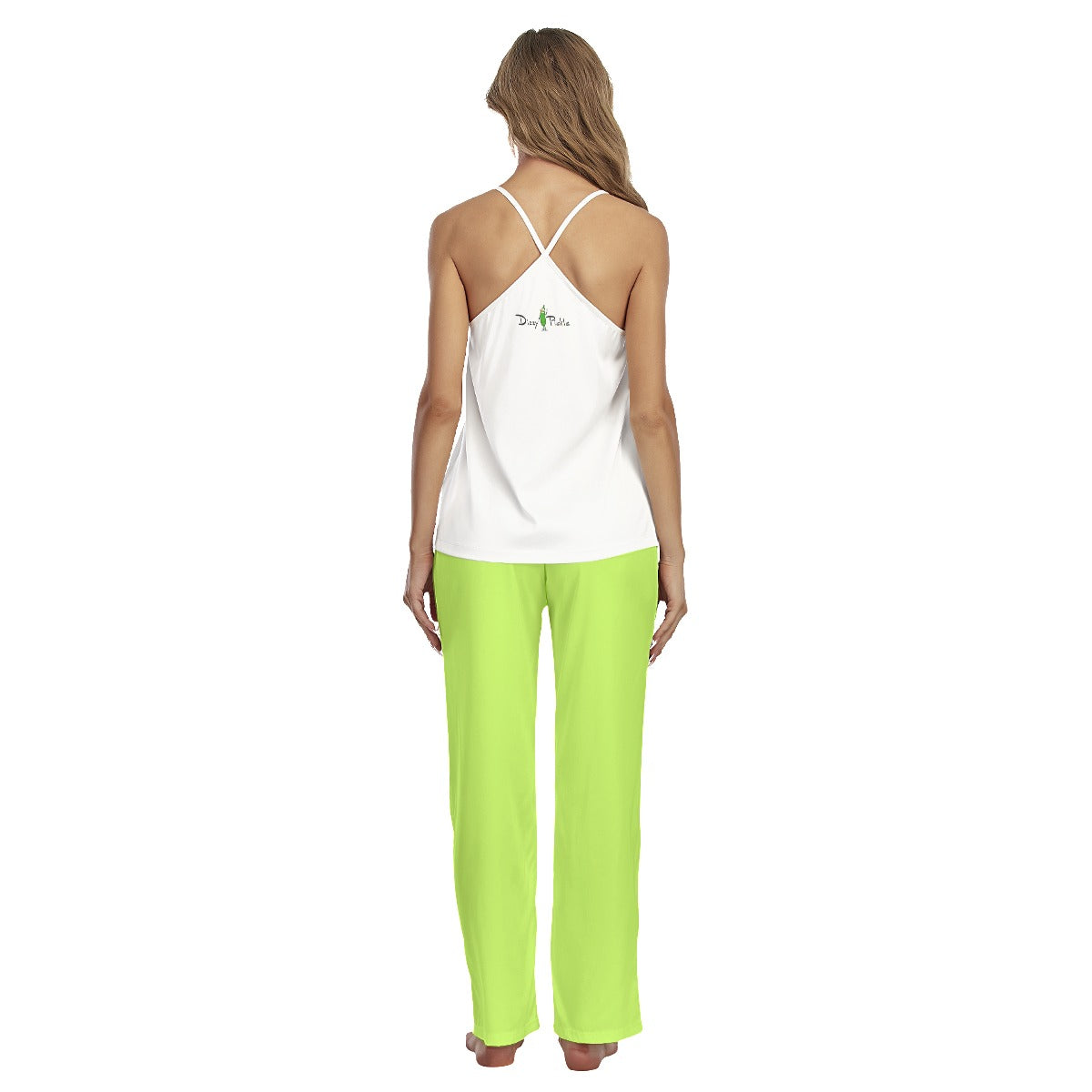 Dizzy Pickle Believe White Women's Pickleball Cami Pajamas Set with Long Pants