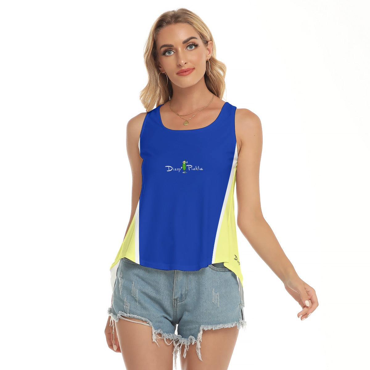 Dizzy Pickle Coming Up Daisies BY Solid B Women's Pickleball Open-Backed Sleeveless Tank Top