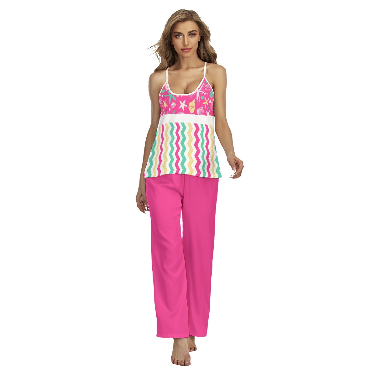 Dizzy Pickle Joann Pink Pickleball Cami Pajamas Set