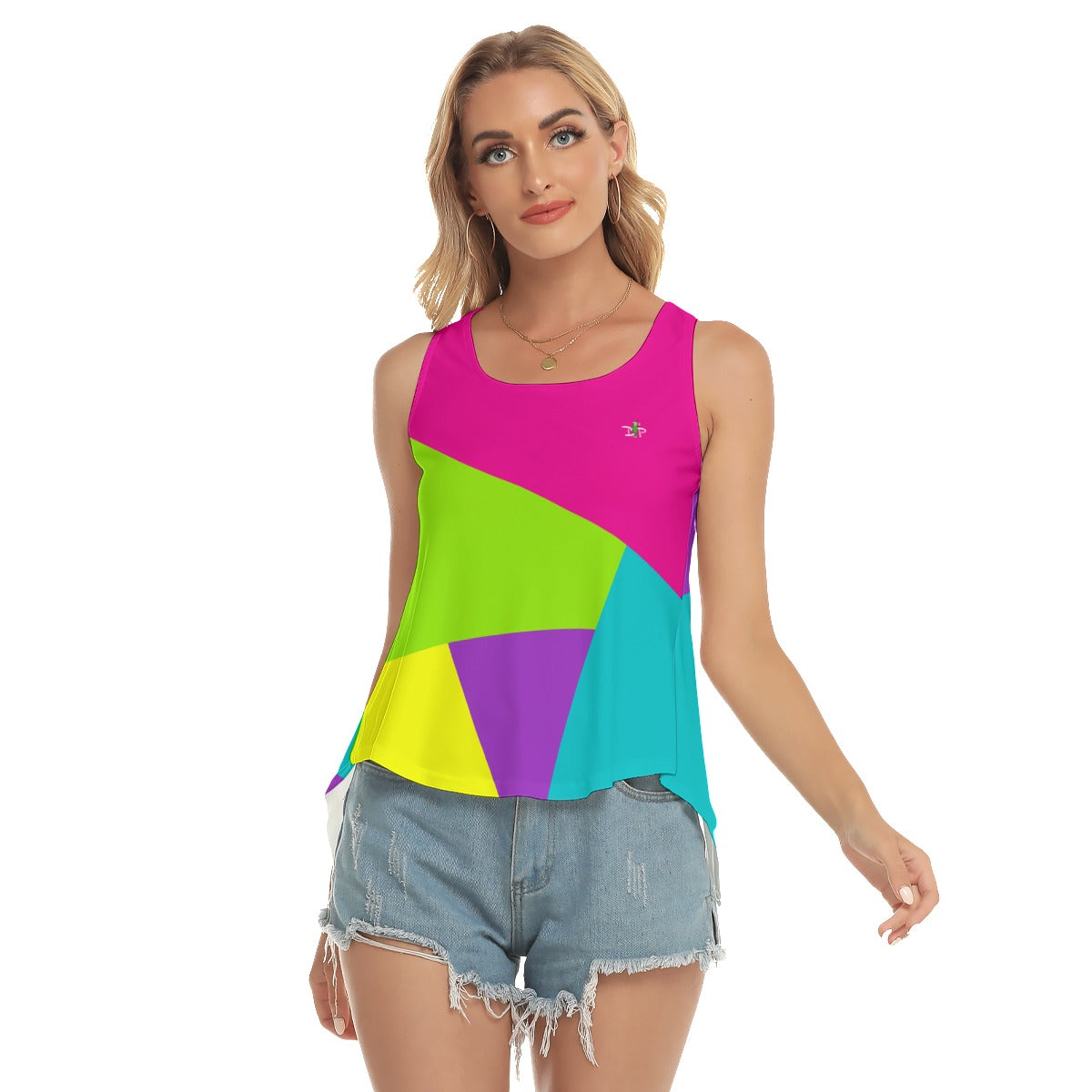 Dizzy Pickle It's Swell Blocks Women's Pickleball Color Block Open-Backed Tank Top Mulicolor