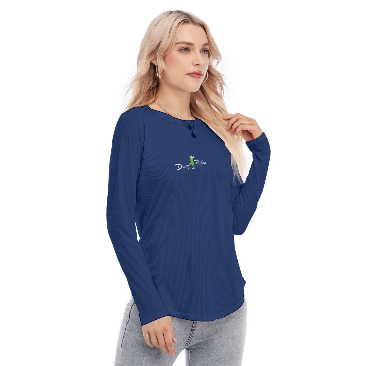 Dizzy Pickle DZY P Classic Blue Women's Long Sleeve U-Shape Hem T-Shirt