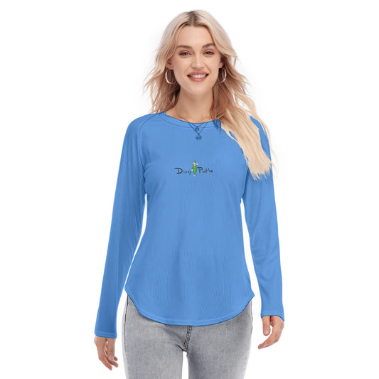 Dizzy Pickle DZY P Classic Cornflower Blue Women's Long Sleeve U-Shape Hem T-Shirt