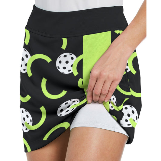 Dizzy Pickle Believe Black Women's 17" Pickleball Performance Skort with Inner Shorts