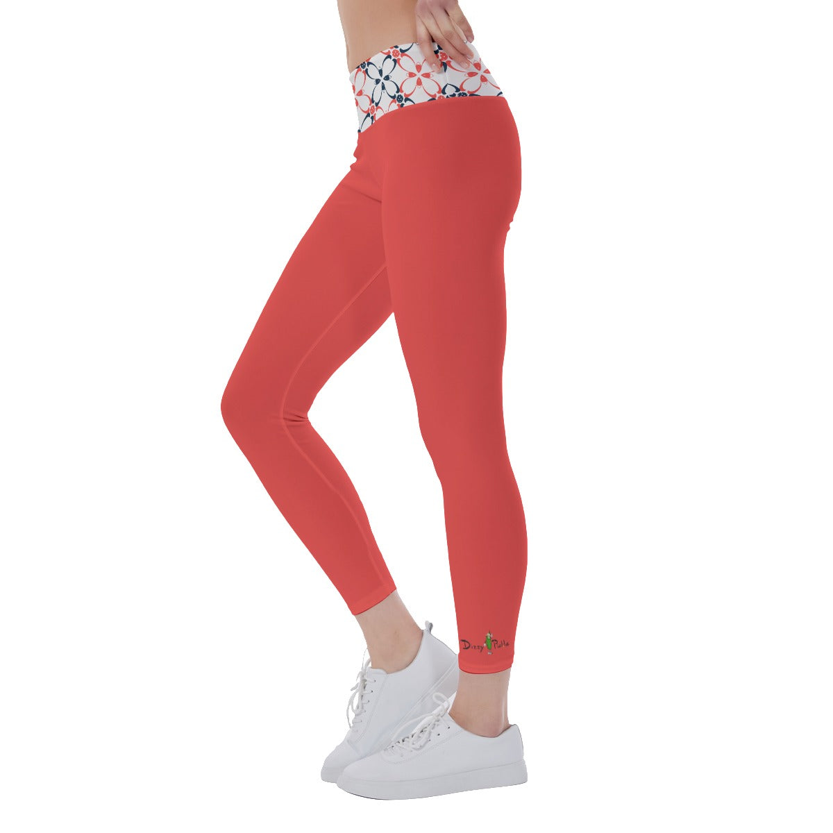 Van - Coral/White Petals - Women's Pickleball Leggings by Dizzy Pickle