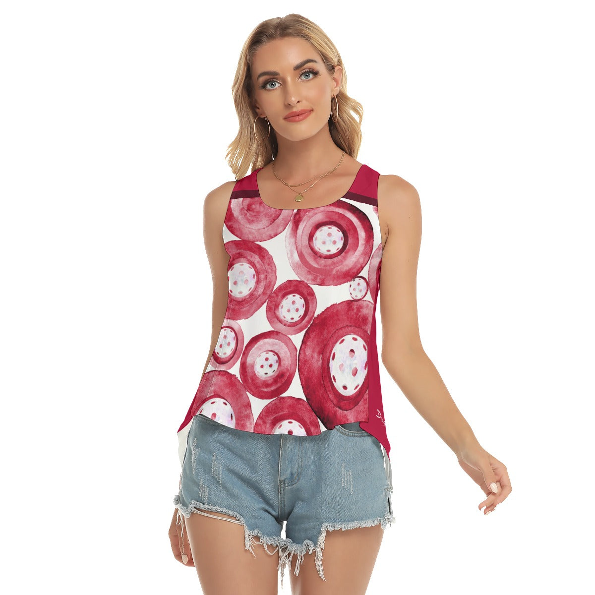 Dizzy Pickle Heidi RW Main/Red Women's Pickleball Open-Backed Tank Top