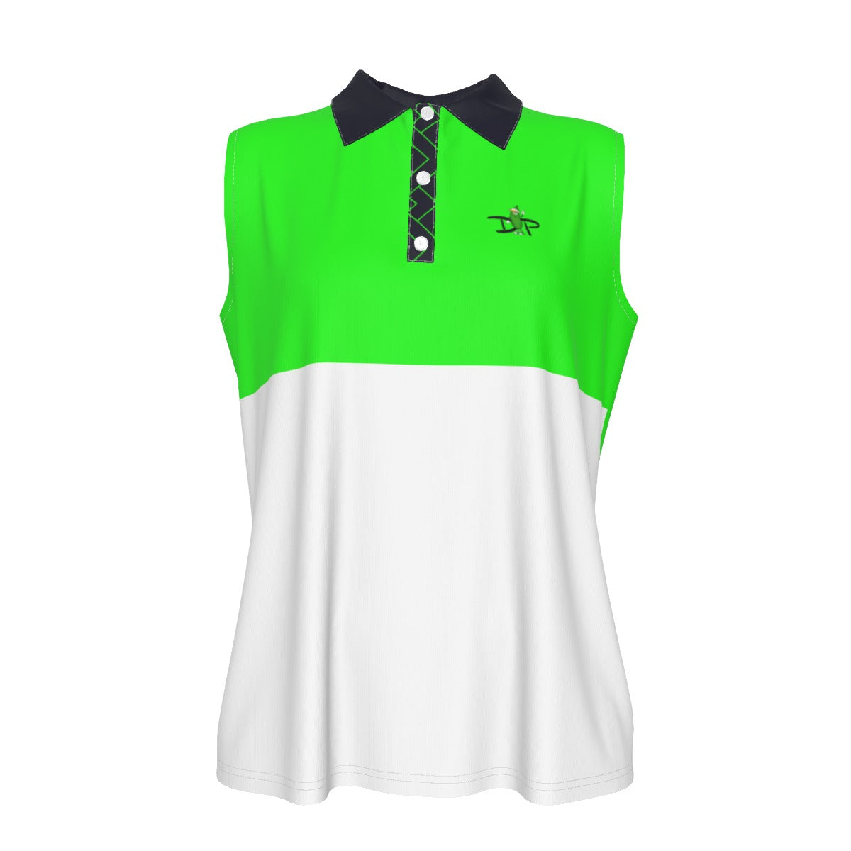 Lisa - Green/White - Sleeveless Polo Shirt by Dizzy Pickle