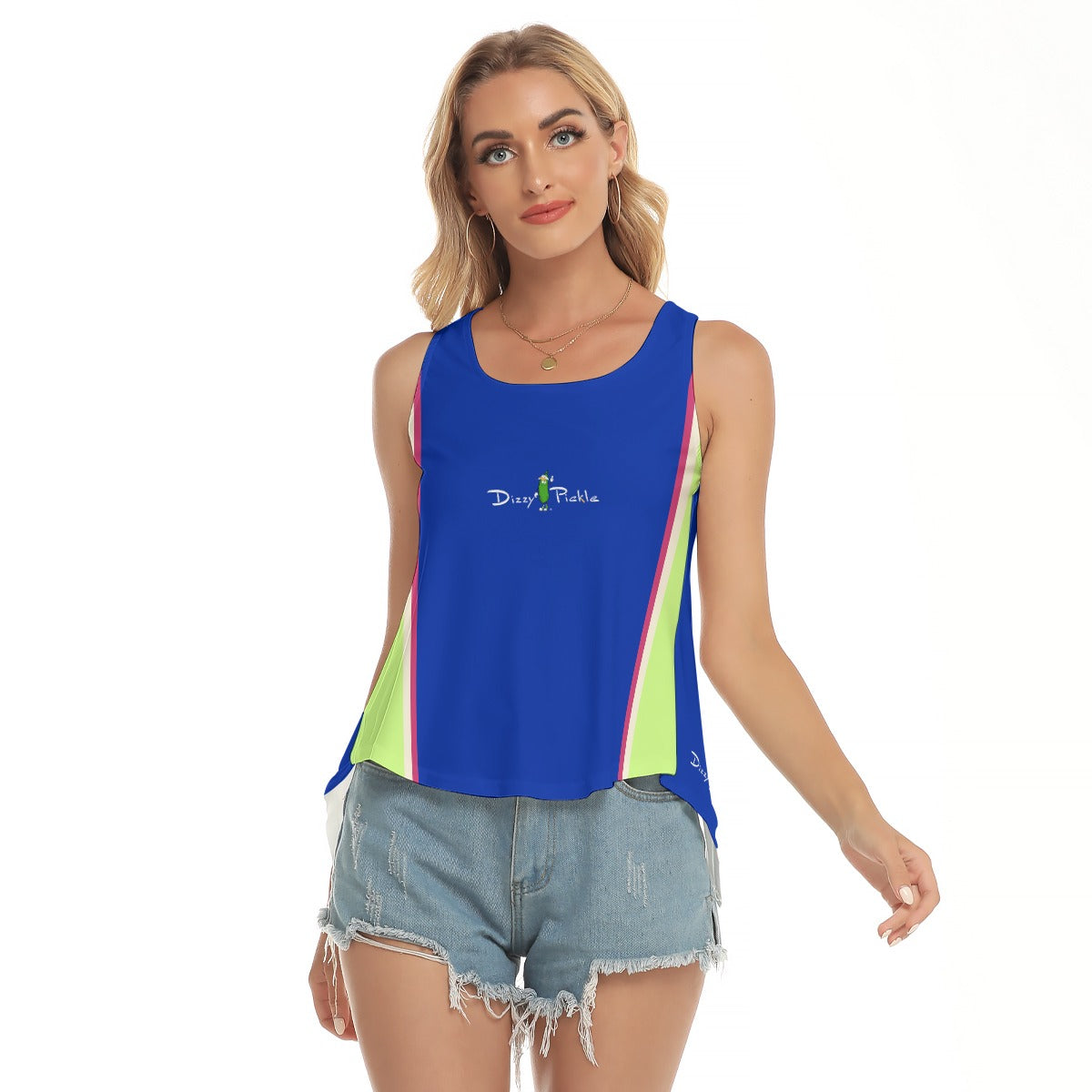 Dizzy Pickle April Royal Blue Women's Pickleball Open-Backed Sleeveless Tank Top