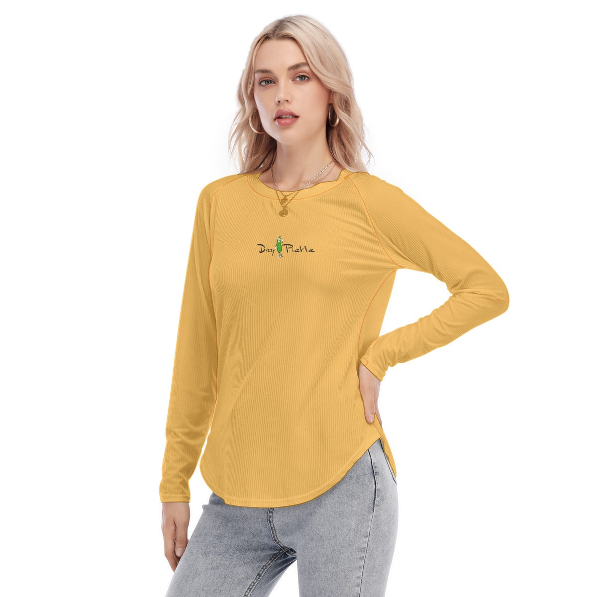 Dizzy Pickle DZY P Classic Gold Women's Long Sleeve U-Shape Hem T-Shirt