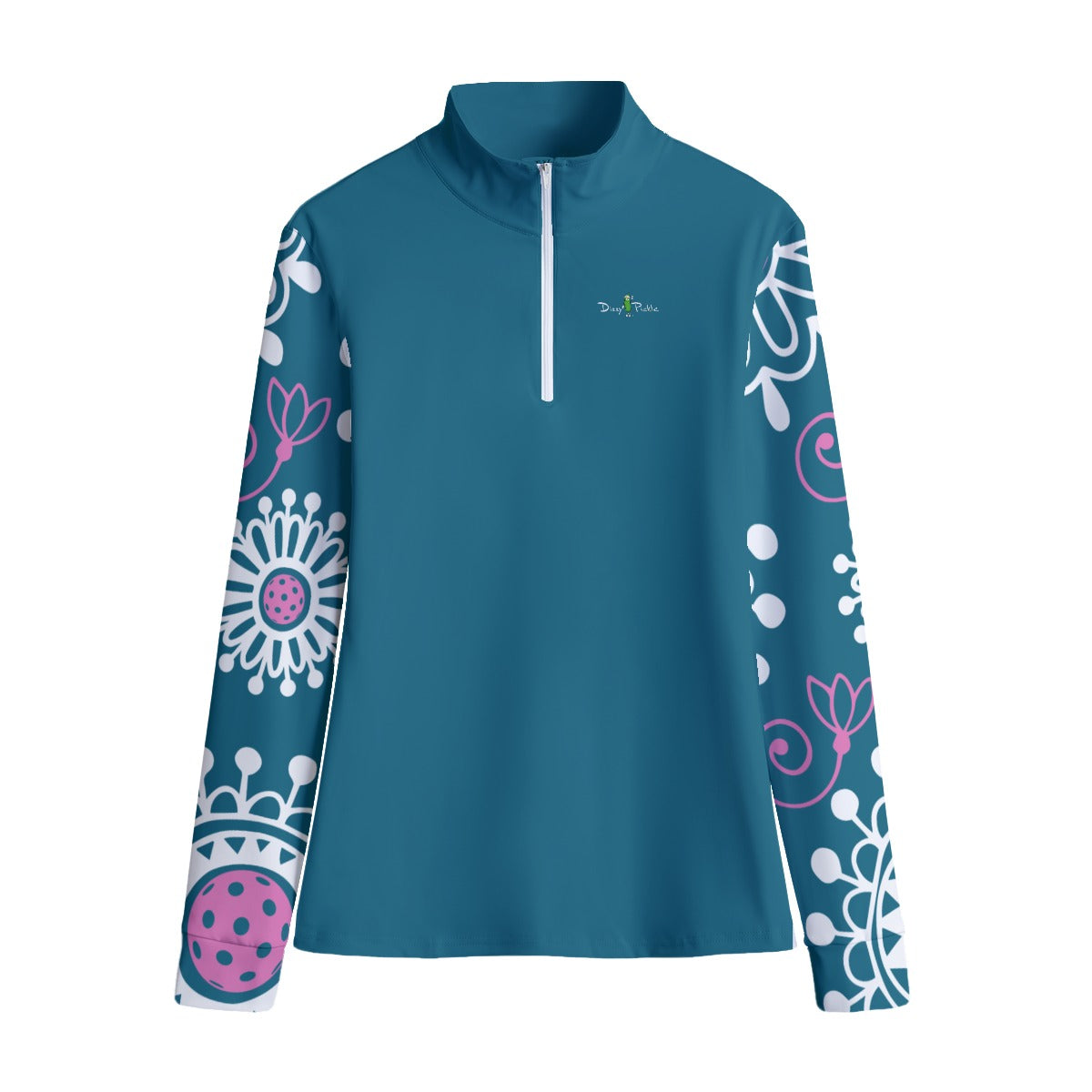 Dizzy Pickle Coming Up Daisies TP Women's Pickleball Stand Up Quarter Zip Collar