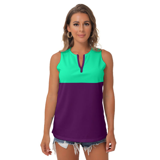 Dizzy Pickle Charlotte Plum/Aqua Women's Pickleball Sleeveless V-Neck Top