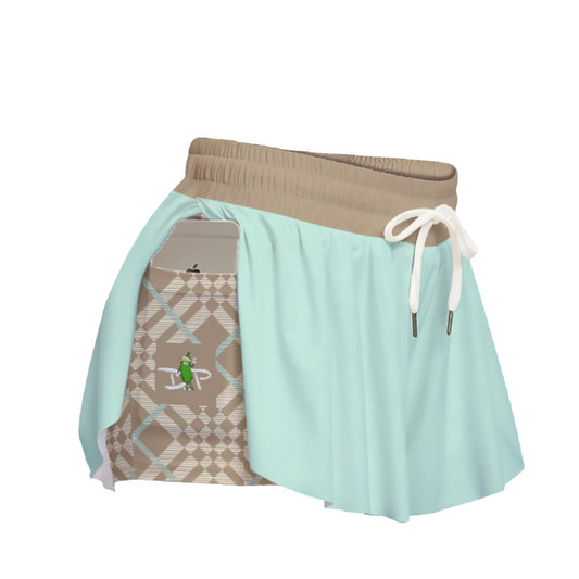 Vickie - Mint/Caramel - Pickleball Women's Sport Culottes with Pockets by Dizzy Pickle