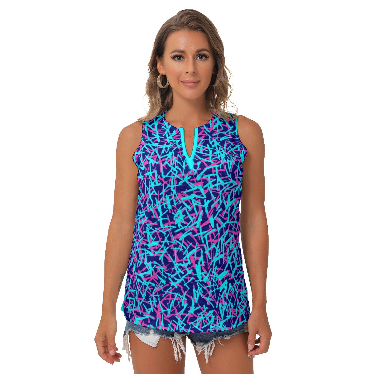 Dizzy Pickle Lesia BBP Confetti Women's Pickleball Sleeveless V-Neck Shirt