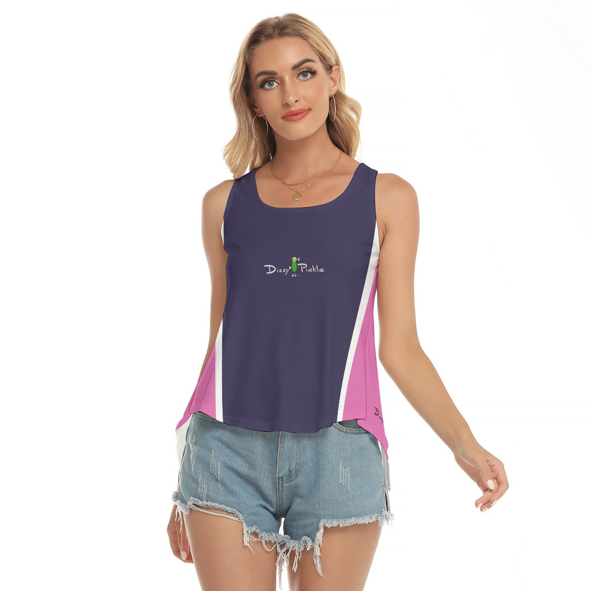 Dizzy Pickle Coming Up Daisies PP Solid Plum Women's Pickleball Open-Backed Sleeveless Tank Top