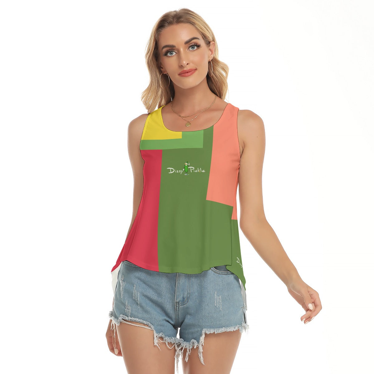 Dizzy Pickle Georgia Blocks Women's Pickleball Open-Backed Sleeveless Tank Top